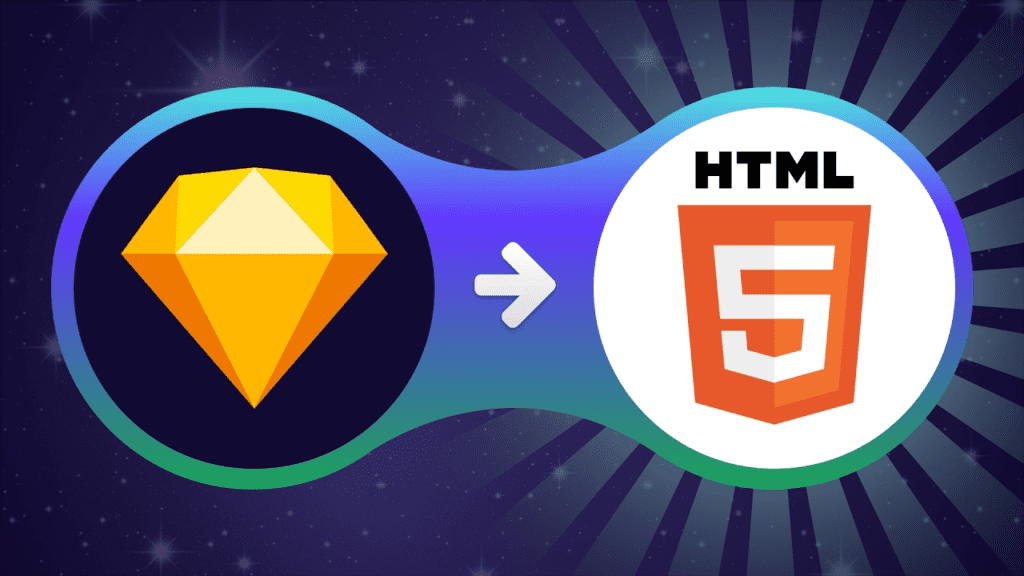 An illustration showing a tool that converts your sketch to HTML web page.