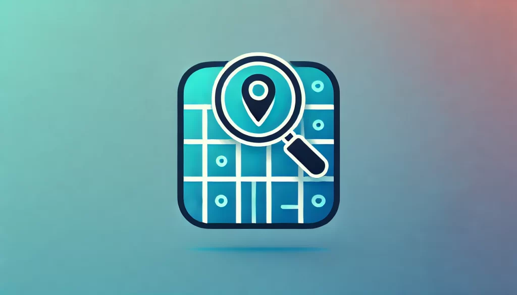 Minimalist gradient background transitioning from teal to deep blue with a central icon symbolizing local SEO.