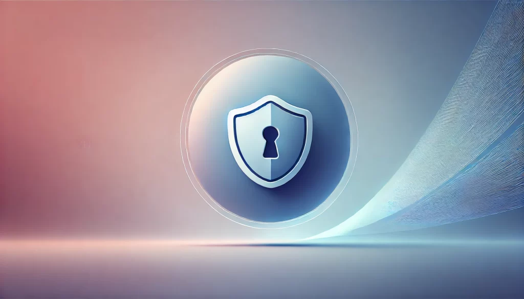 Illustration of a secure shield icon representing online privacy, encrypted data, and VPN protection.