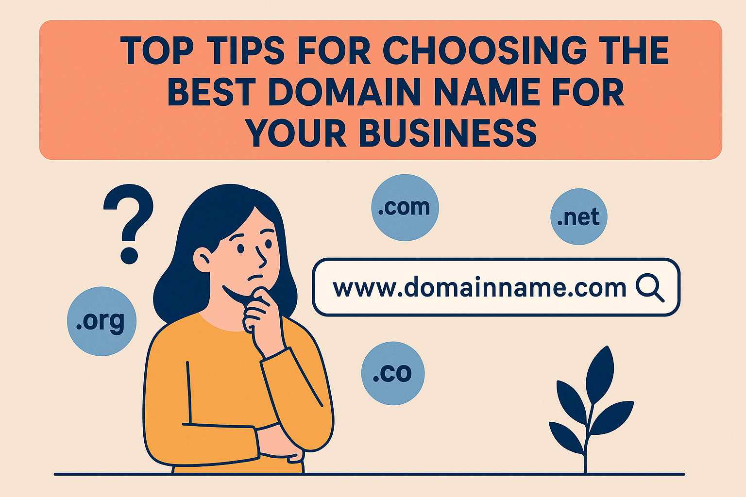 Choosing the right domain name for business success with tips on simplicity, branding, and SEO.