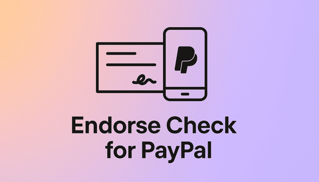 PayPal mobile check deposit visual with endorsed check and smartphone